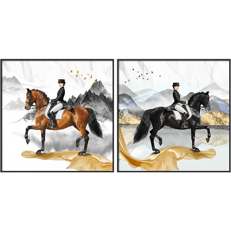 Tableau Cavalier à Cheval