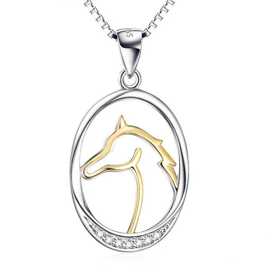 Collier Cheval Ovale Bicolore Argent