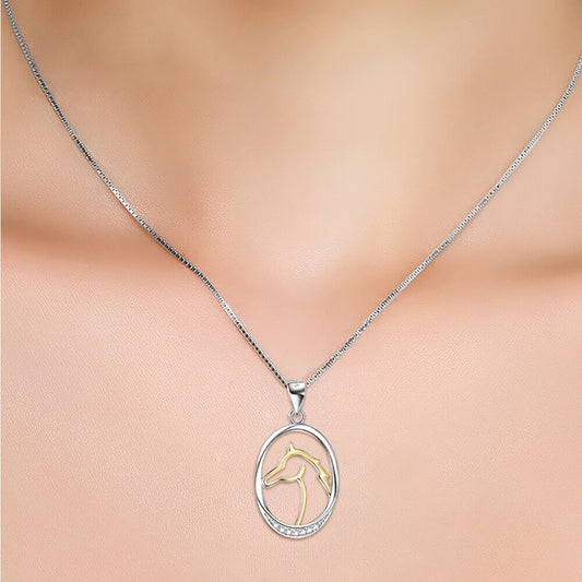 Collier Cheval Ovale Bicolore Argent