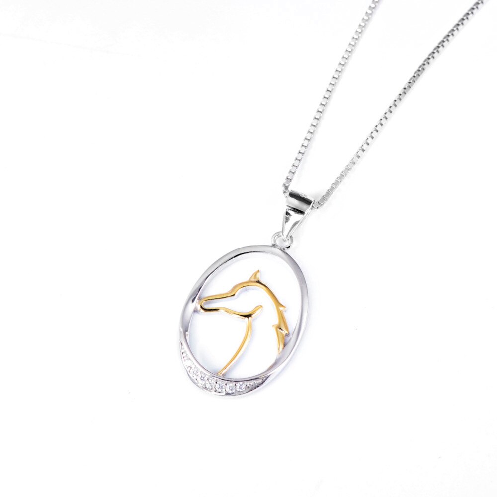 Collier Cheval Ovale Bicolore Argent