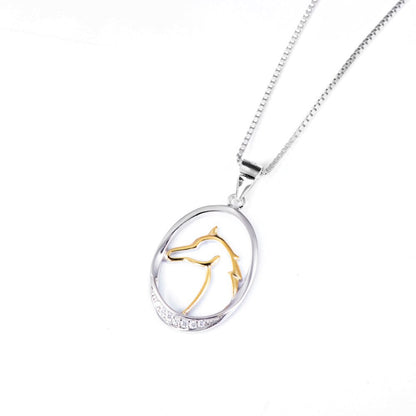 Collier Cheval Ovale Bicolore Argent