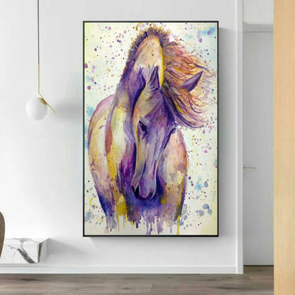 Tableau Cheval Coloré Aquarelle