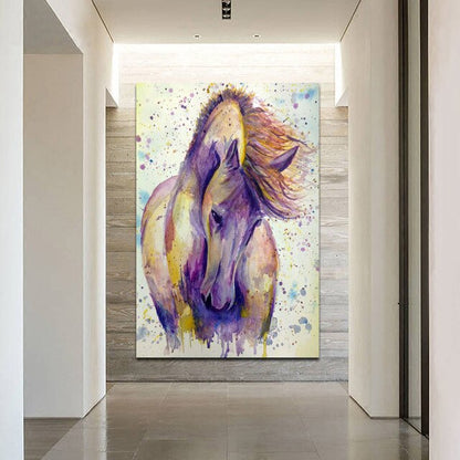 Tableau Cheval Coloré Aquarelle