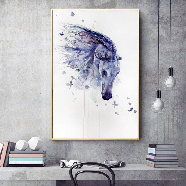 Tableau Cheval Coloré Aquarelle