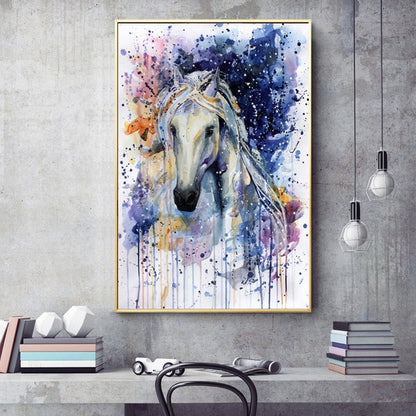 Tableau Cheval Coloré Aquarelle