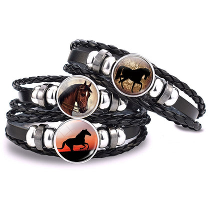 Bracelet Cheval <br> Image en verre (Cuir)