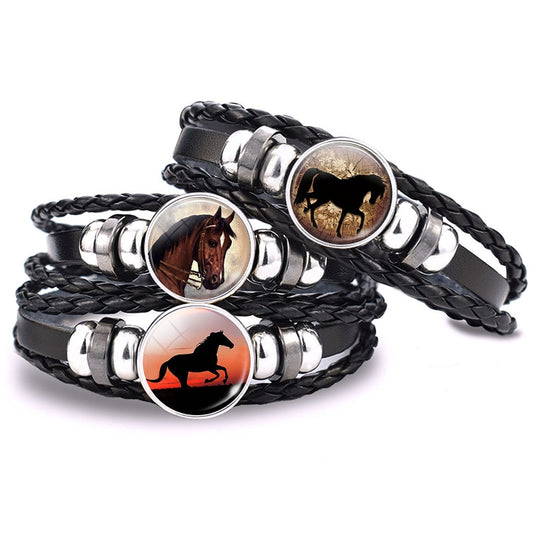 Bracelet Cheval <br> Image en verre (Cuir)