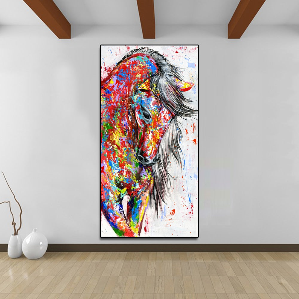 Tableau Cheval Coloré Tête baissé