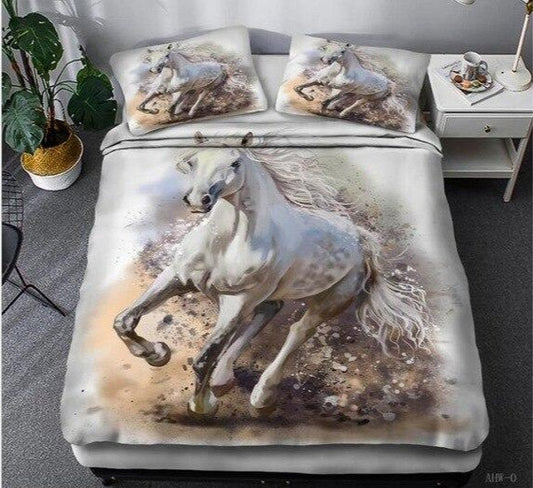 Housse de Couette Cheval <br> Robe Grise