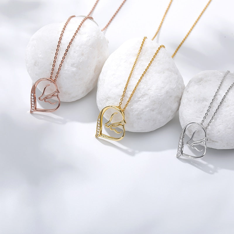 Collier Cheval Coeur Jument et son poulain