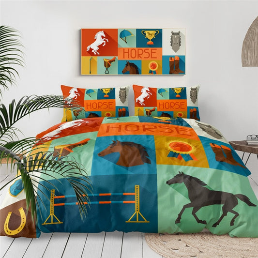 Housse de Couette Cheval Concours Equestre