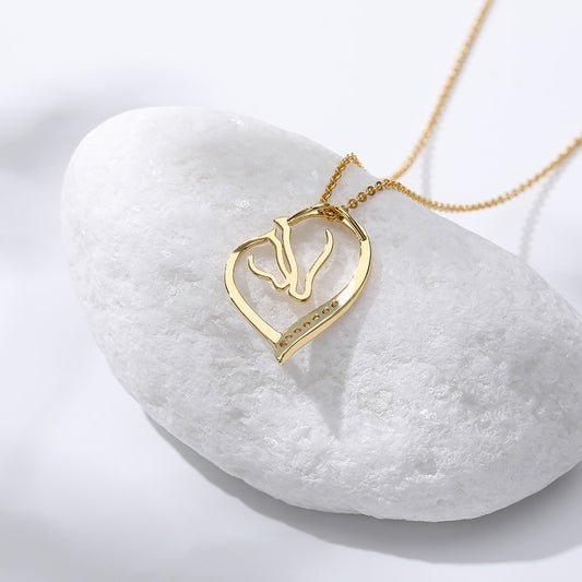 Collier Cheval Coeur Jument et son poulain