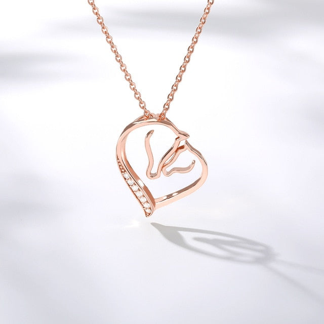 Collier Cheval Coeur Jument et son poulain