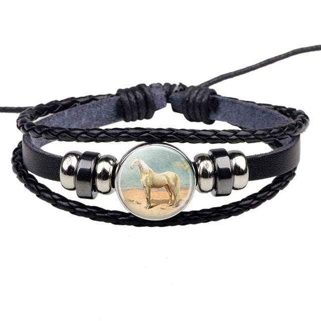 Bracelet Cheval <br> Image en verre (Cuir)