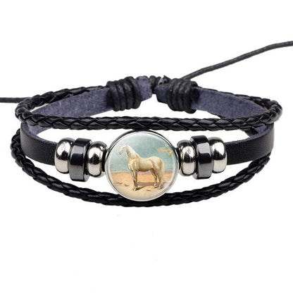 Bracelet Cheval <br> Image en verre (Cuir)