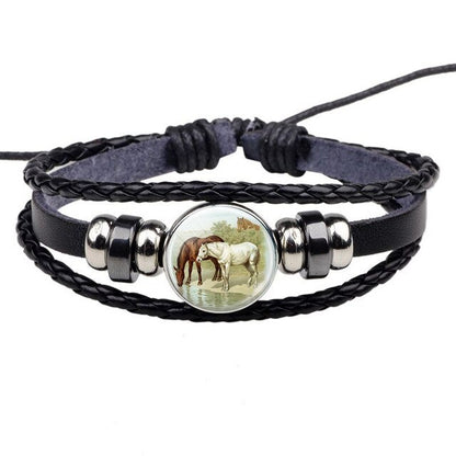 Bracelet Cheval <br> Image en verre (Cuir)
