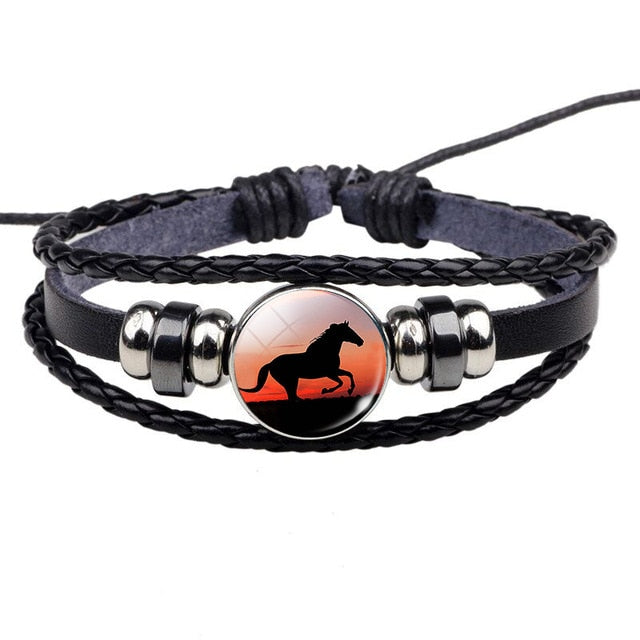 Bracelet Cheval <br> Image en verre (Cuir)