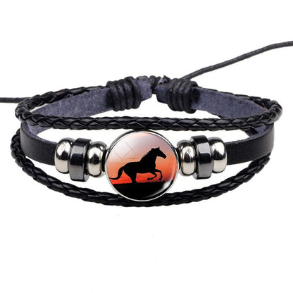 Bracelet Cheval <br> Image en verre (Cuir)