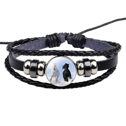 Bracelet Cheval <br> Image en verre (Cuir)