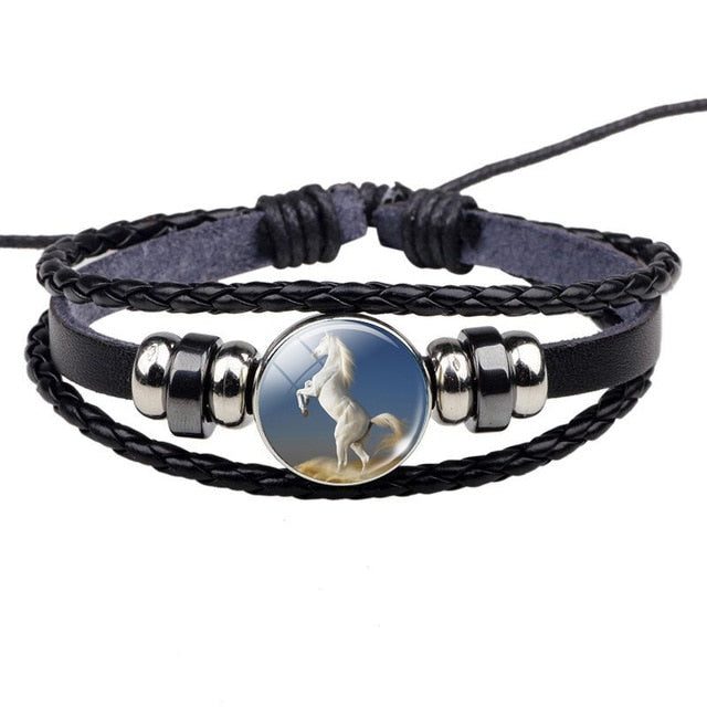 Bracelet Cheval <br> Image en verre (Cuir)