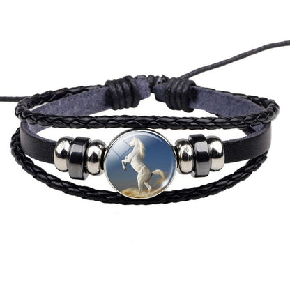 Bracelet Cheval <br> Image en verre (Cuir)