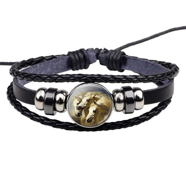 Bracelet Cheval <br> Image en verre (Cuir)