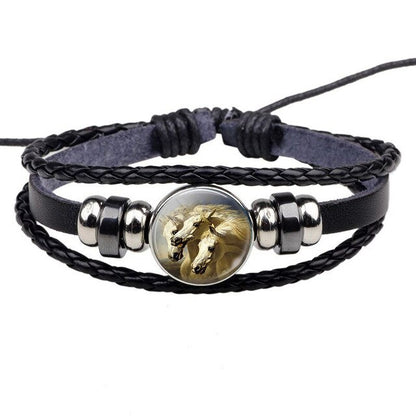 Bracelet Cheval <br> Image en verre (Cuir)