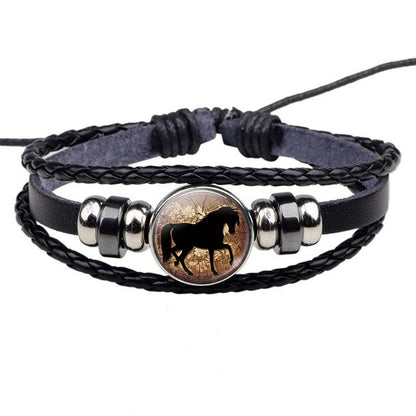 Bracelet Cheval <br> Image en verre (Cuir)