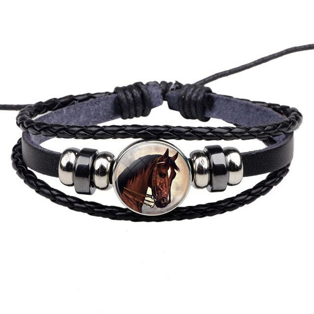 Bracelet Cheval <br> Image en verre (Cuir)