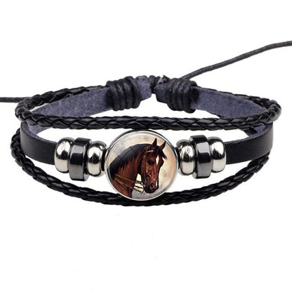 Bracelet Cheval <br> Image en verre (Cuir)