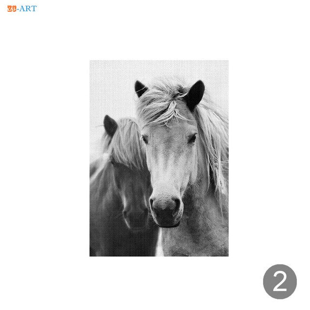 Tableau Cheval <br> Tête de Cheval Noir et Blanc