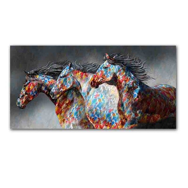 Tableau Chevaux <br> Troupeau Coloré au Galop