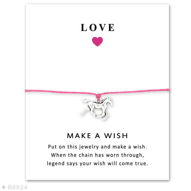 Bracelet cordon rose cheval