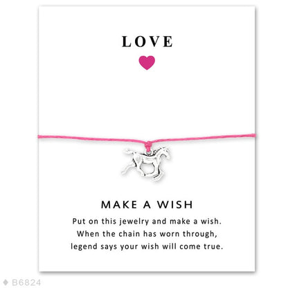 Bracelet cordon rose cheval
