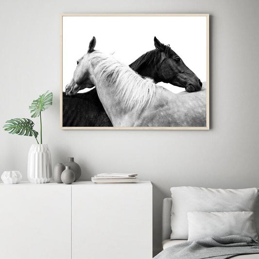 Tableau Chevaux Noir et Blanc