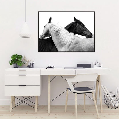 Tableau Chevaux Noir et Blanc