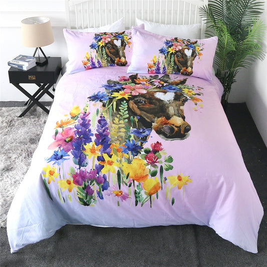 Housse de Couette Cheval Fleuri Coloré
