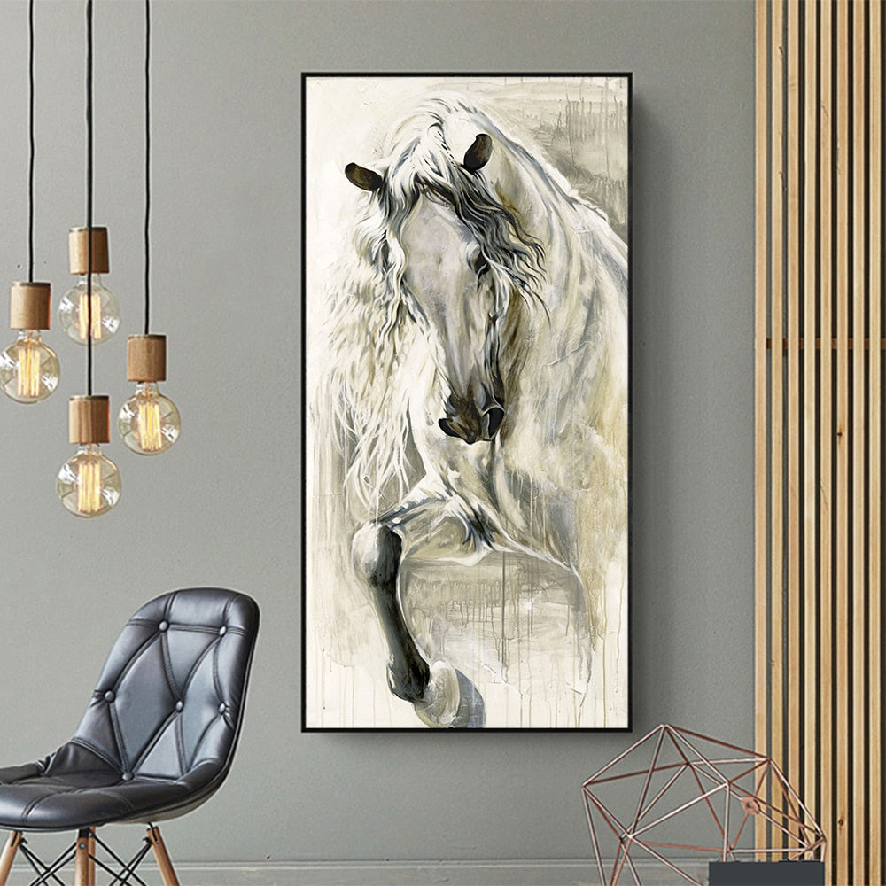 Tableau Cheval Blanc Abstrait