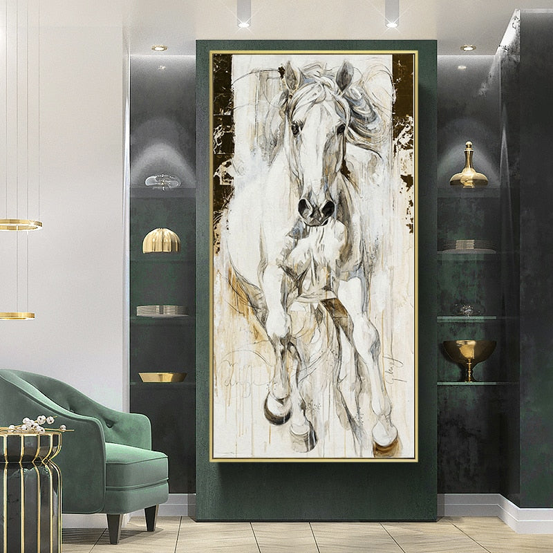 Tableau Cheval Blanc Abstrait