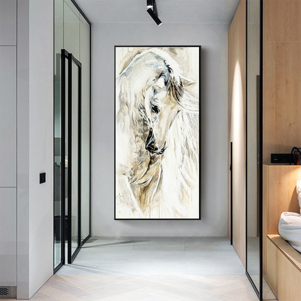Tableau Cheval Blanc Abstrait