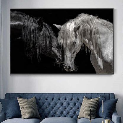 Tableau Cheval <br> Noir et Blanc Triste