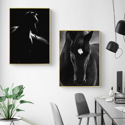 Tableau Cheval Ensemble Noir et Blanc