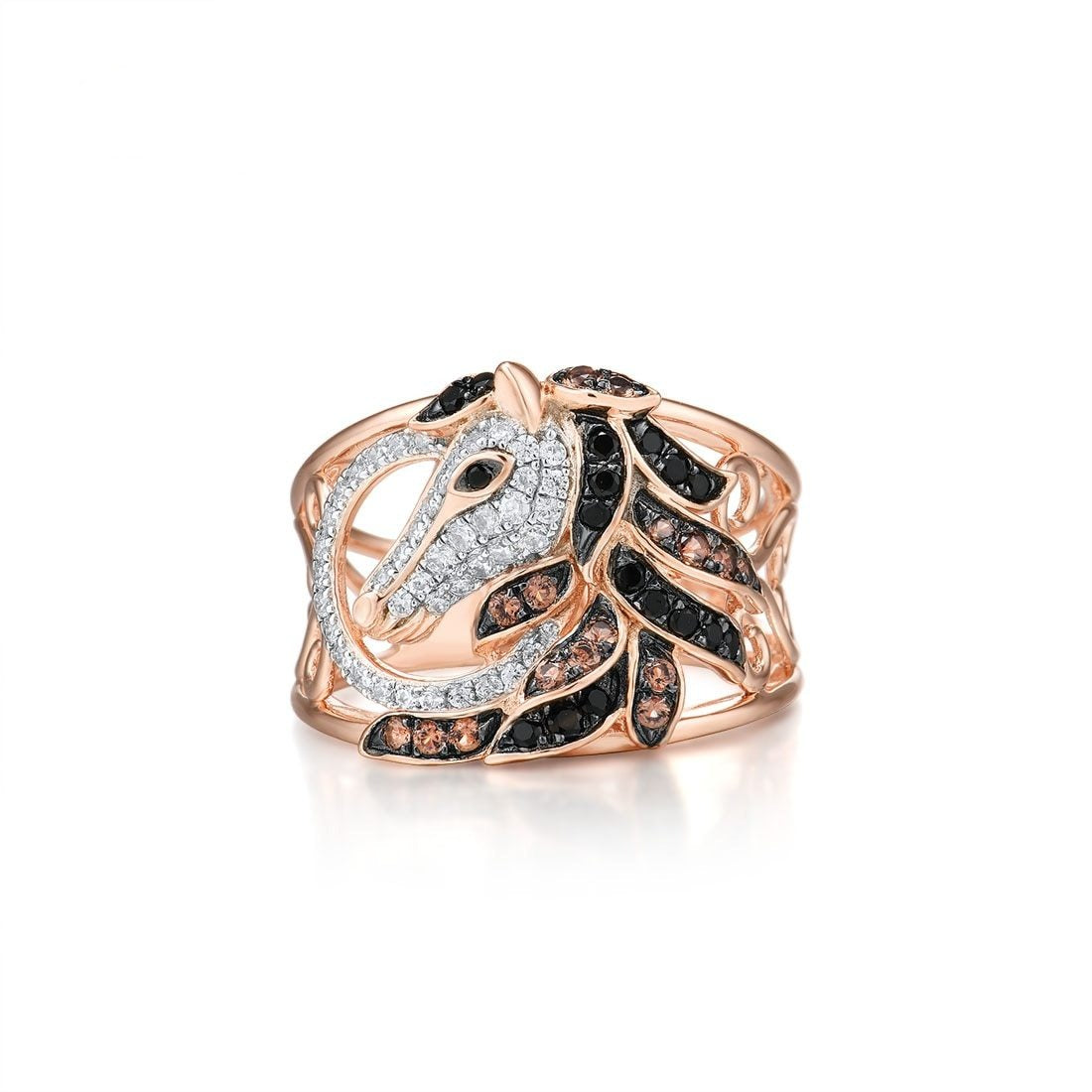 Bague Tête de Cheval en Argent Rose