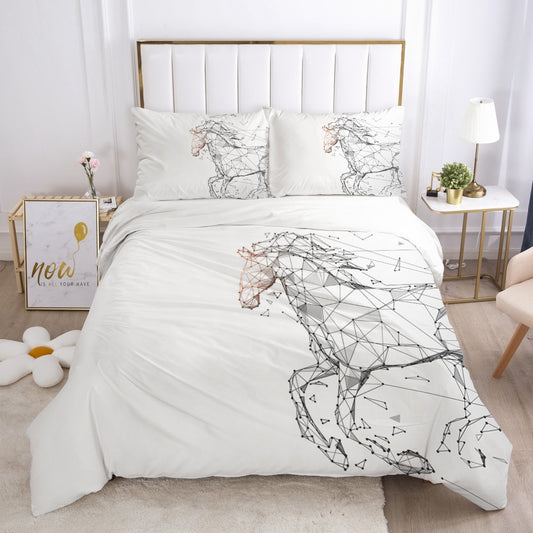 Housse de Couette Cheval Géométrie Moderne