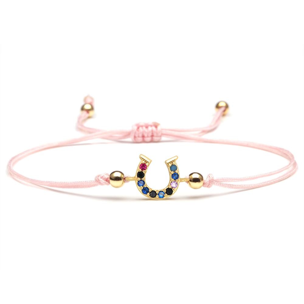 Bracelet Cheval Cordon et cristaux multicolore