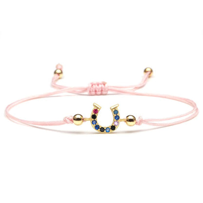 Bracelet Cheval Cordon et cristaux multicolore