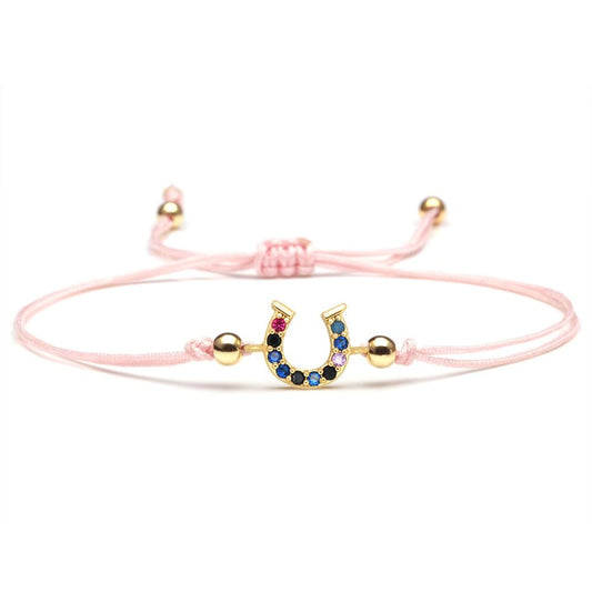 Bracelet Cheval Cordon et cristaux multicolore