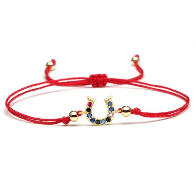 Bracelet Cheval Cordon et cristaux multicolore