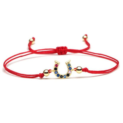 Bracelet Cheval Cordon et cristaux multicolore