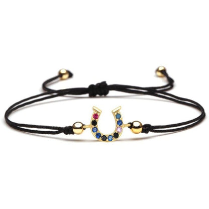 Bracelet Cheval Cordon et cristaux multicolore